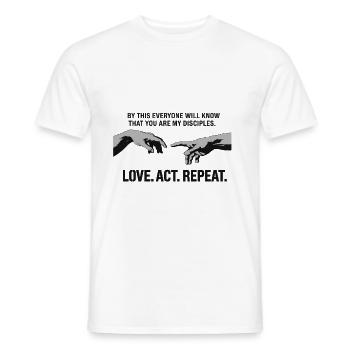 LOVE. ACT. REPEAT. - Men's T-Shirt - white - Front - AI Model Male 178 dark (178cm)