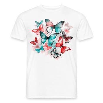 Butterfly Colorful Colorful Beautiful Art Nature - Men's T-Shirt - white - Front - AI Model Male 178 dark (178cm)