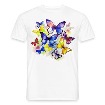 Butterfly Colorful Colorful Beautiful Art Nature - Men's T-Shirt - white - Front - AI Model Male 178 dark (178cm)
