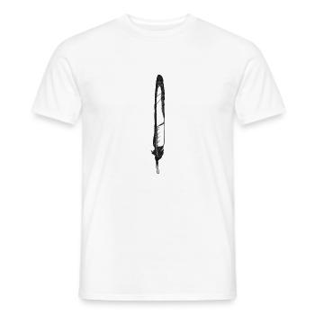 Feder schwarz-weiß handgezeichnet (Elster) - Männer T-Shirt - Weiß - Vorne - AI Model Male 178 dark (178cm)
