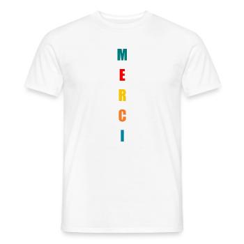 MISTRESS. THANK YOU. THANK YOU MISTRESS. MISTRESS - Men's T-Shirt - white - Front - AI Model Male 178 dark (178cm)