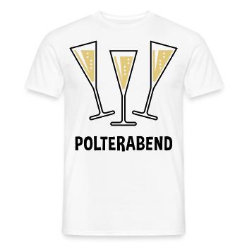 Polterabend (JGA / Sektgläser / Trichter Zu / 2C) - Männer T-Shirt - Weiß - Vorne - AI Model Male 178 dark (178cm)