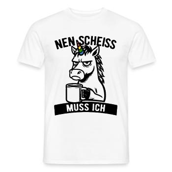 Freches Einhorn - Nen Scheiß muss ich - Kaffee - Männer T-Shirt - Weiß - Vorne - AI Model Male 178 dark (178cm)