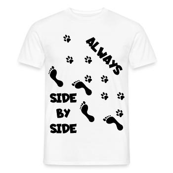 Side by side with dog * - Men's T-Shirt - white - Front - AI Model Male 178 dark (178cm)