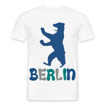 Berlin and Berlin Bear - Men's T-Shirt - white - Front - AI Model Male 178 dark (178cm)