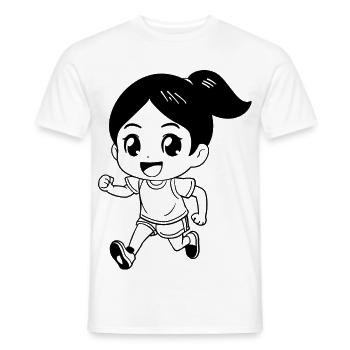 Coureuse féminine look de dessin animé - T-shirt homme - blanc - Devant - AI Model Male 178 dark (178cm)