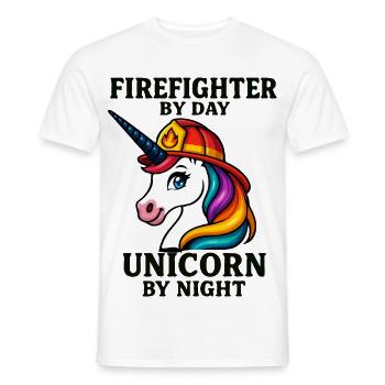 Firefighter Unicorn by Night - Men's T-Shirt - white - Front - AI Model Male 178 dark (178cm)
