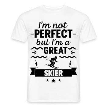 Not perfect, but a great skier - Men's T-Shirt - white - Front - AI Model Male 178 dark (178cm)