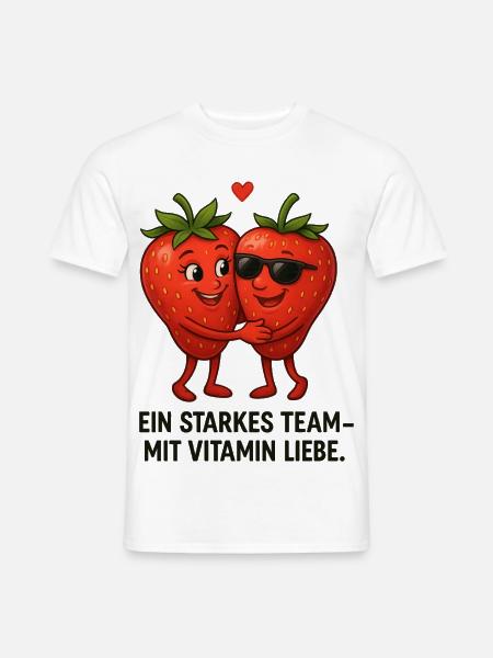 Erdbeere starkes Team Liebe Paar karikatur - Männer T-Shirt - Weiß