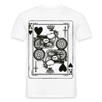 Heart King Motorcycle - Biker Playing Card Gift - Men's T-Shirt - white - Front - AI Model Male 178 dark (178cm)