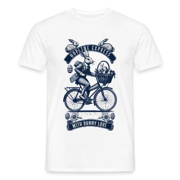 Easter Retro Bunny Bicycle Basket Eggs - Men's T-Shirt - white - Front - AI Model Male 178 dark (178cm)