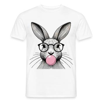 Ostern Hase Mit Brille Kaugummiblase Retro Stil - Männer T-Shirt - Weiß - Vorne - AI Model Male 178 dark (178cm)