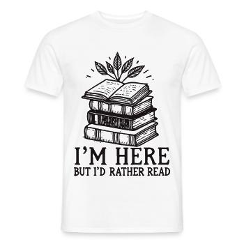 Conception de livre rétro pour les amateurs de livres et les rats de bibliothèque - T-shirt homme - blanc - Devant - AI Model Male 178 dark (178cm)