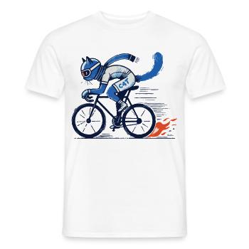 Fahrrad Katze für stylische Rennradfahrer - Männer T-Shirt - Weiß - Vorne - AI Model Male 178 dark (178cm)