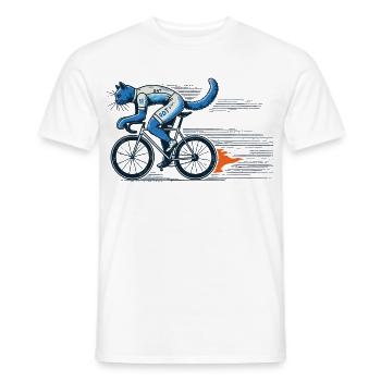 Cat on road bike design for bike lovers - Men's T-Shirt - white - Front - AI Model Male 178 dark (178cm)