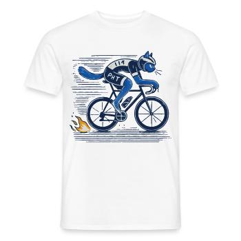 Road bike cat design for sporty cycling enthusiasts - Men's T-Shirt - white - Front - AI Model Male 178 dark (178cm)