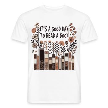 Bookworm Funny Book Saying Reading Is Therapy - Men's T-Shirt - white - Front - AI Model Male 178 dark (178cm)