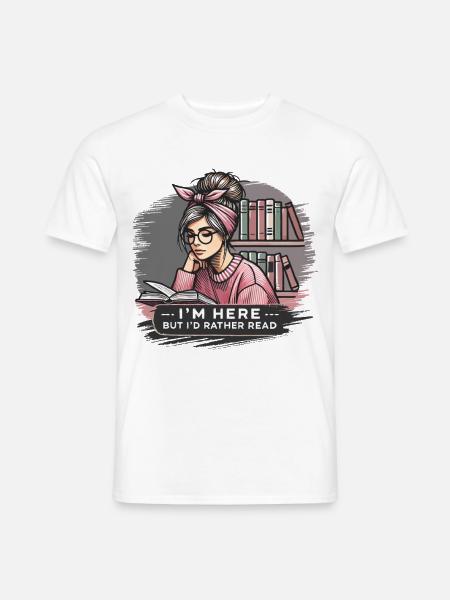 Retro Buch Girl Design mit frechem Lesespruch - Männer T-Shirt - Weiß