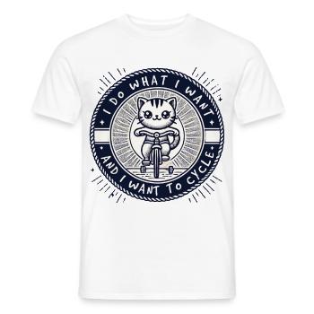 Chats Bicycle Design avec un dicton pour les esprits libres - T-shirt homme - blanc - Devant - AI Model Male 178 dark (178cm)