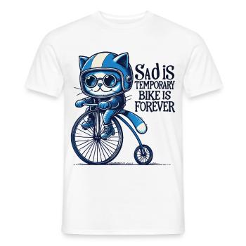 Cats Bicycle Design avec un dicton pour les cyclistes - T-shirt homme - blanc - Devant - AI Model Male 178 dark (178cm)
