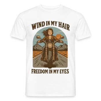 Du vent dans mes cheveux La liberté dans mes yeux Femmes - T-shirt homme - blanc - Devant - AI Model Male 178 dark (178cm)