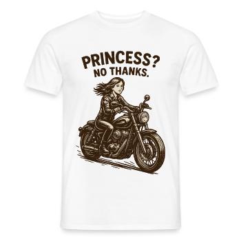 Princess? No Thanks Motorradfahrerin - Männer T-Shirt - Weiß - Vorne - AI Model Male 178 dark (178cm)