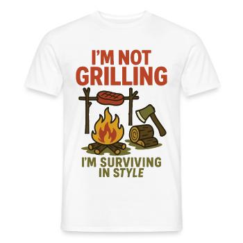 Prepper Survival Bushcrafting I'm Not - Men's T-Shirt - white - Front - AI Model Male 178 dark (178cm)