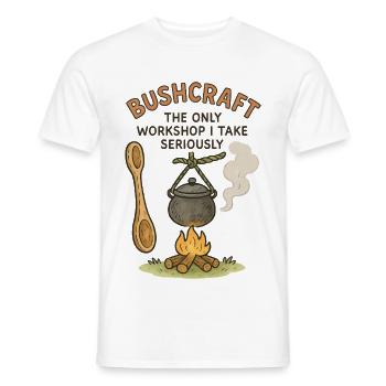 Bushcraft Prepper Survival Bushcrafting Workshop - Men's T-Shirt - white - Front - AI Model Male 178 dark (178cm)