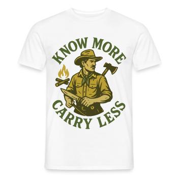 More Know Less Wear Prepper Survival - Men's T-Shirt - white - Front - AI Model Male 178 dark (178cm)
