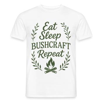 Eating Sleeping Bushcraft Repetition Prepper - Men's T-Shirt - white - Front - AI Model Male 178 dark (178cm)