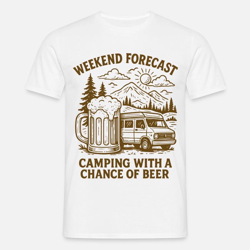 Wochenendvorhersage Camping Mit Bier - Männer T-Shirt - Weiß