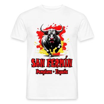 San Fermín. Pamplona. Spain. Sanfermines design - Men's T-Shirt - white - Front - AI Model Male 178 dark (178cm)