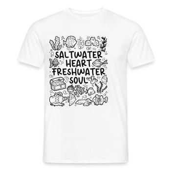 Saltwater Heart – Freshwater Soul – Aquarium - Men's T-Shirt - white - Front - AI Model Male 178 dark (178cm)