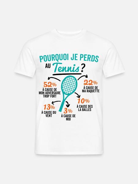 Tennis Geschenkidee - Warum verliere ich beim Tennis? - Männer T-Shirt - Weiß