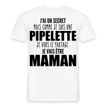 je suis une future maman pipelette ! future maman - T-shirt homme - blanc - Devant - AI Model Male 178 dark (178cm)