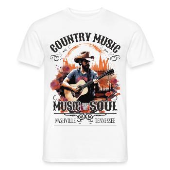 Musique country Guitare Guitariste Chanteur Vintage - T-shirt homme - blanc - Devant - AI Model Male 178 dark (178cm)