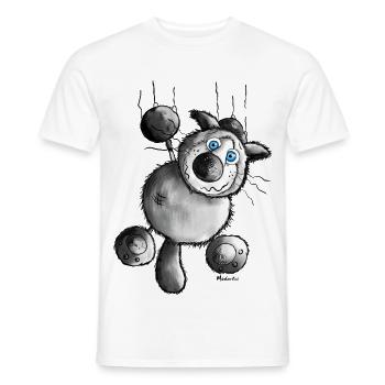 "Crazy Cat" - tee shirt motif - Siamois Chat - T-shirt homme - blanc - Devant - AI Model Male 178 dark (178cm)