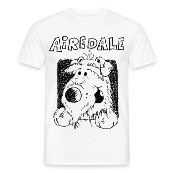 Airedale Terrier Zeichnung - Hund - Geschenk - Männer T-Shirt - Weiß - Vorne - AI Model Male 178 dark (178cm)