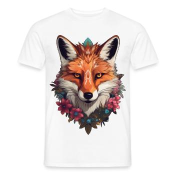 Fuchs mit Blumen - Männer T-Shirt - Weiß - Vorne - AI Model Male 178 dark (178cm)