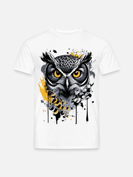 Eule Bunt - Nachteule - Schleiereule - Kauz - Männer T-Shirt - Weiß