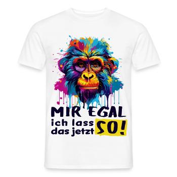 JE M’EN FICHE - JE VAIS LAISSER ÇA COMME ÇA MAINTENANT ! - Singe drôle - T-shirt homme - blanc - Devant - AI Model Male 178 dark (178cm)