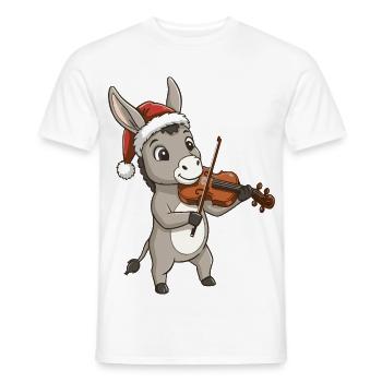 Christmas Donkey Mule Playing Violin Art - Men's T-Shirt - white - Front - AI Model Male 178 dark (178cm)