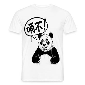 Talkative Panda in Black and White Cartoon - Men's T-Shirt - white - Front - AI Model Male 178 dark (178cm)