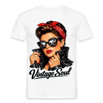 Soul Vintage – Un design stylé de pin-up rockabilly - T-shirt homme - blanc - Devant - AI Model Male 178 dark (178cm)
