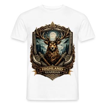 Crête du Cerf Gardien des Highlands - T-shirt homme - blanc - Devant - AI Model Male 178 dark (178cm)