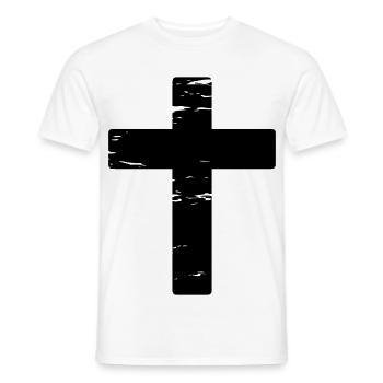 Kreuz used look - Männer T-Shirt - Weiß - Vorne - AI Model Male 178 dark (178cm)