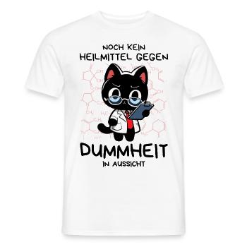 Zynische Forscherkatze – Wissenschaft ohne Gnade - Männer T-Shirt - Weiß - Vorne - AI Model Male 178 dark (178cm)
