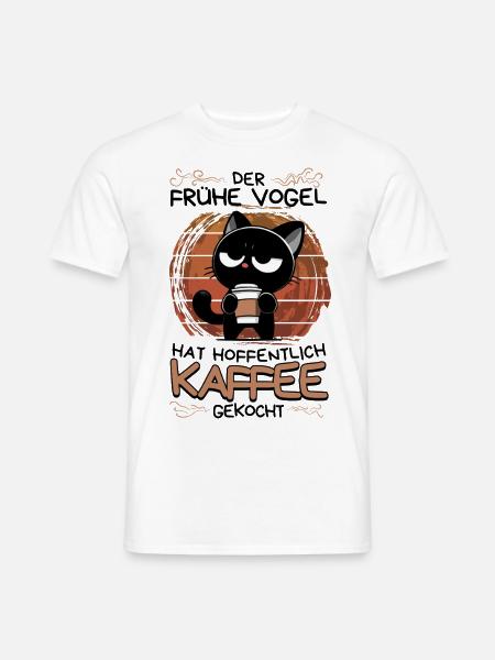 Der frühe Vogel bringt besser Kaffee mit - Männer T-Shirt - Weiß