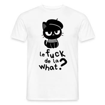 Le Fuck de la what - Schwarze französische Katze - Männer T-Shirt - Weiß - Vorne - AI Model Male 178 dark (178cm)
