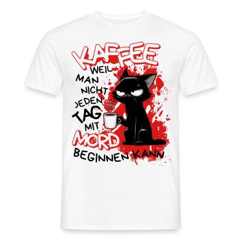Kaffee kann Mord verhindern – Sarkastische Katze - Männer T-Shirt - Weiß - Vorne - AI Model Male 178 dark (178cm)